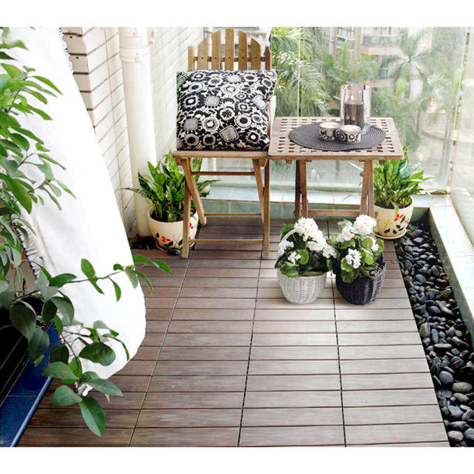 鲁卡生态木户外地板阳台木地板diy 花园地板塑木露台地板防腐木板