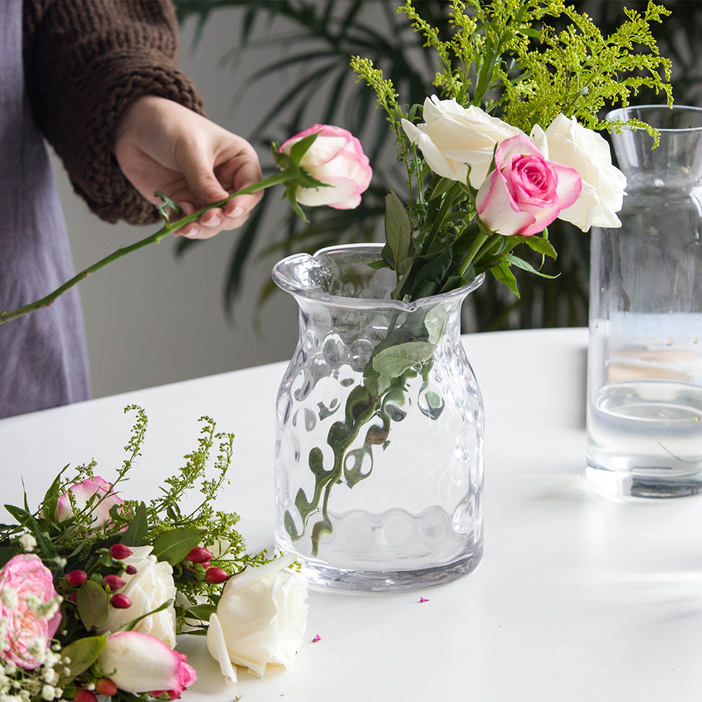 摩登主妇简约玻璃透明插花花瓶客厅干花花器欧式家居装饰品摆件