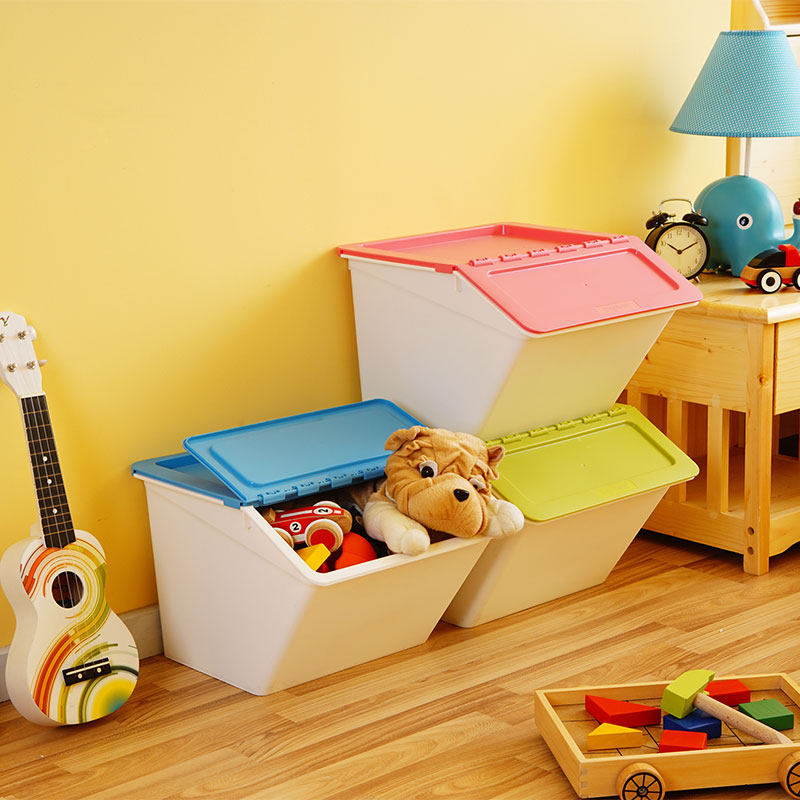 台湾进口组合大号塑料收纳箱有盖零食品整理箱衣服儿童玩具储物箱