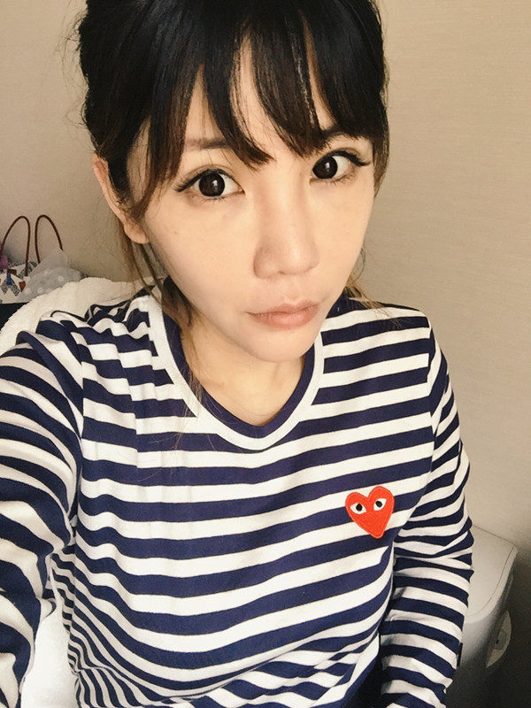 现货【杜丘佳美日本正品代购】川久保玲play红心条纹长袖t恤 男女