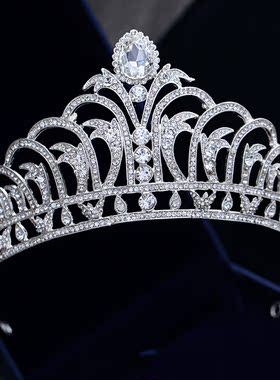 奢华女王银色大皇冠新娘水钻发冠头饰品合金王冠结婚发饰婚纱配饰