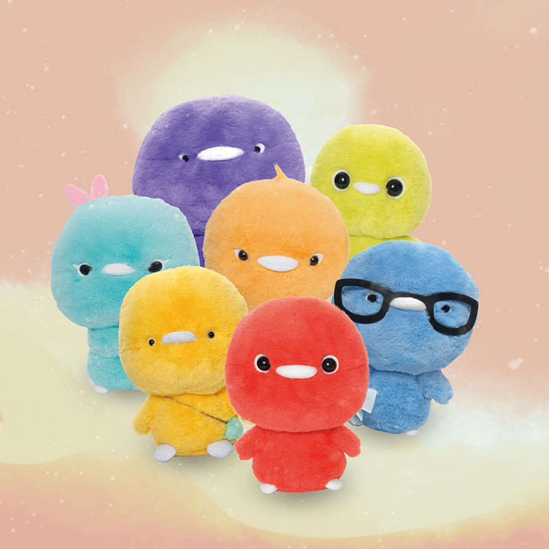 正版卡通小鸡彩虹毛绒公仔萌布娃娃生日礼物儿童抱抱玩具婚庆礼品