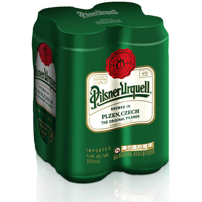 sabmiller 捷克原装进口佩森纳小麦黄啤酒500ml*4*2听装 传统精酿