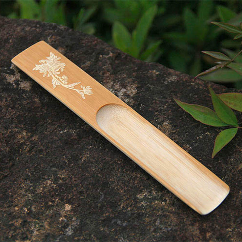 竹雕茶勺 茶勺也是盛茶工具,取材于天然竹制材质,完美竹刻图案,原汁