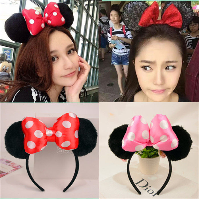 迪士尼米老鼠米奇米妮大耳朵头箍 蝴蝶结可爱卡通发箍