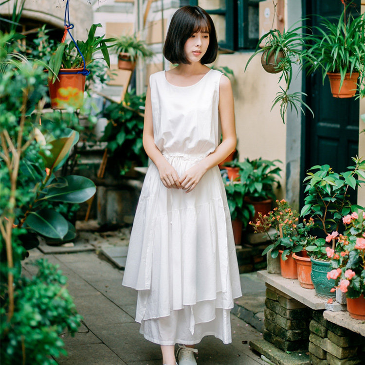 清新不高冷,白衣白裙做女神!