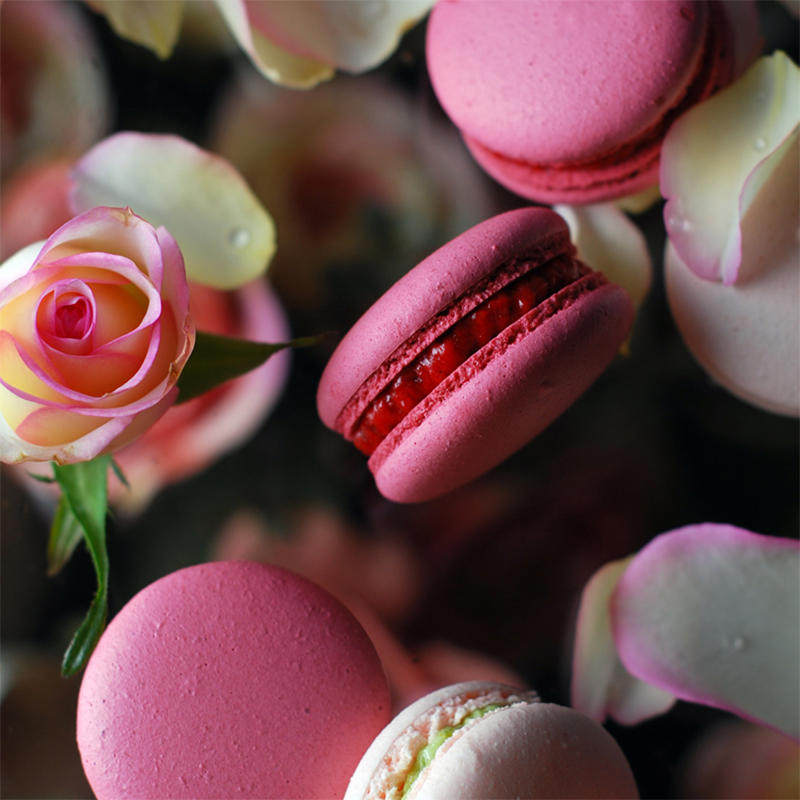 mybaby法式马卡龙甜点玫瑰花味马卡龙正品点心5枚装礼盒顺丰包邮