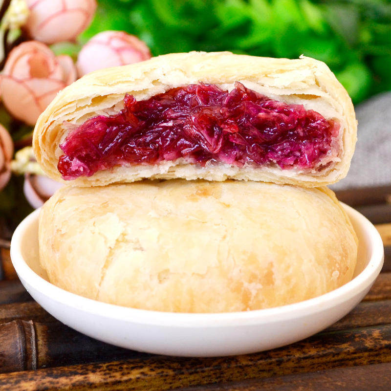 买3送1鲜花饼云南丽江特产正宗手工玫瑰花饼300