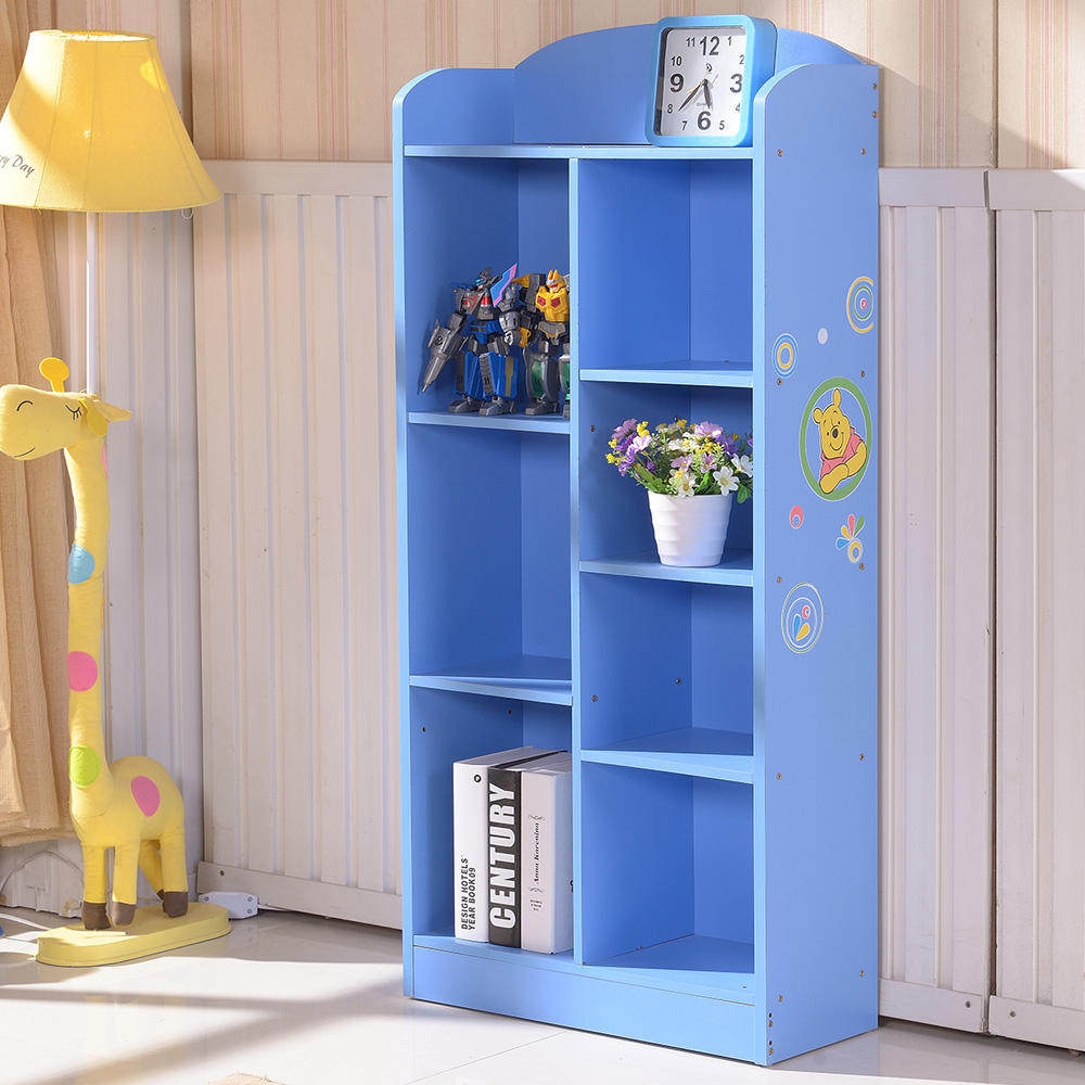 儿童书柜小学生卡通书架带门置物架简易书橱储