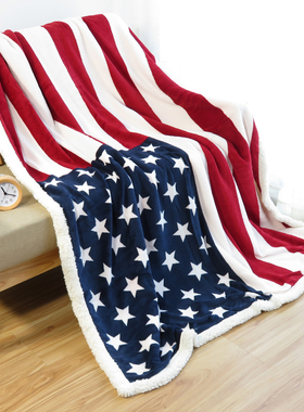 英伦风米字旗英国美国国旗盖毯双层加厚羊糕绒秋冬季毛毯床单被子