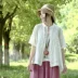 Mùa hè năm 2020 của phụ nữ phong cách mới văn học retro áo sơ mi màu trơn phụ nữ cổ đứng áo cardigan rời tay áo sơ mi phụ nữ - Áo sơ mi