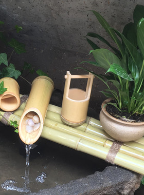 竹子流水盆景 流水器喷泉 水景摆件 水车加湿器 竹子工艺品包邮