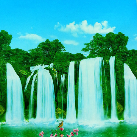 00       特价定制卷帘窗帘成品 客厅浴室防水半全遮光卷帘 瀑布风景