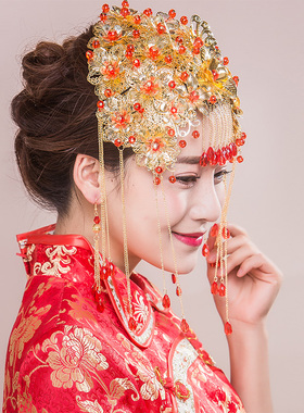 意卡佐中式新娘古装头饰秀禾服发饰婚礼结婚额饰流苏凤冠汉服配饰