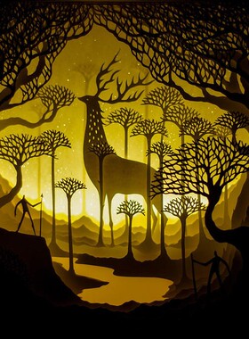 美人鱼原创纸艺镂空立体装饰画剪纸雕刻立体相框画创意生日礼物