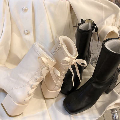 taobao agent Design Japanese demi-season heel sticker, low boots, trend of season, Lolita style