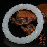 Классический браслет с косичкой из белого нефрита