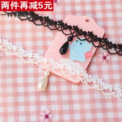 taobao agent Bowlated Equity 2023 New Products Free Shipping Spot Choke imitation pearl water droplet pendant embellishment of neck chain short necklace fairy