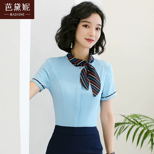 Летняя рубашка, дышащая униформа медсестры для работы, короткий рукав, для салонов красоты