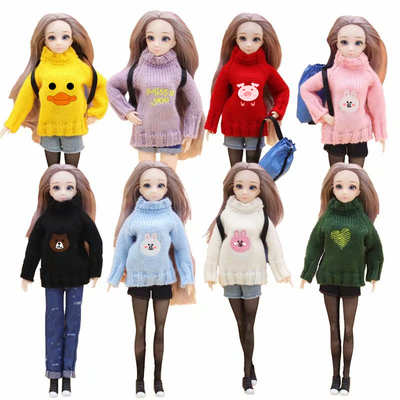 taobao agent Doll for dressing up, woolen toy with accessories, set, sweater, tights, long sleeve