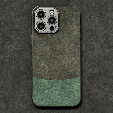 Two Tone ALCANTARA Suede Microfiber High End Premium 16, 16 Plus, 16 Pro, 16 Pro Max iPhone Case