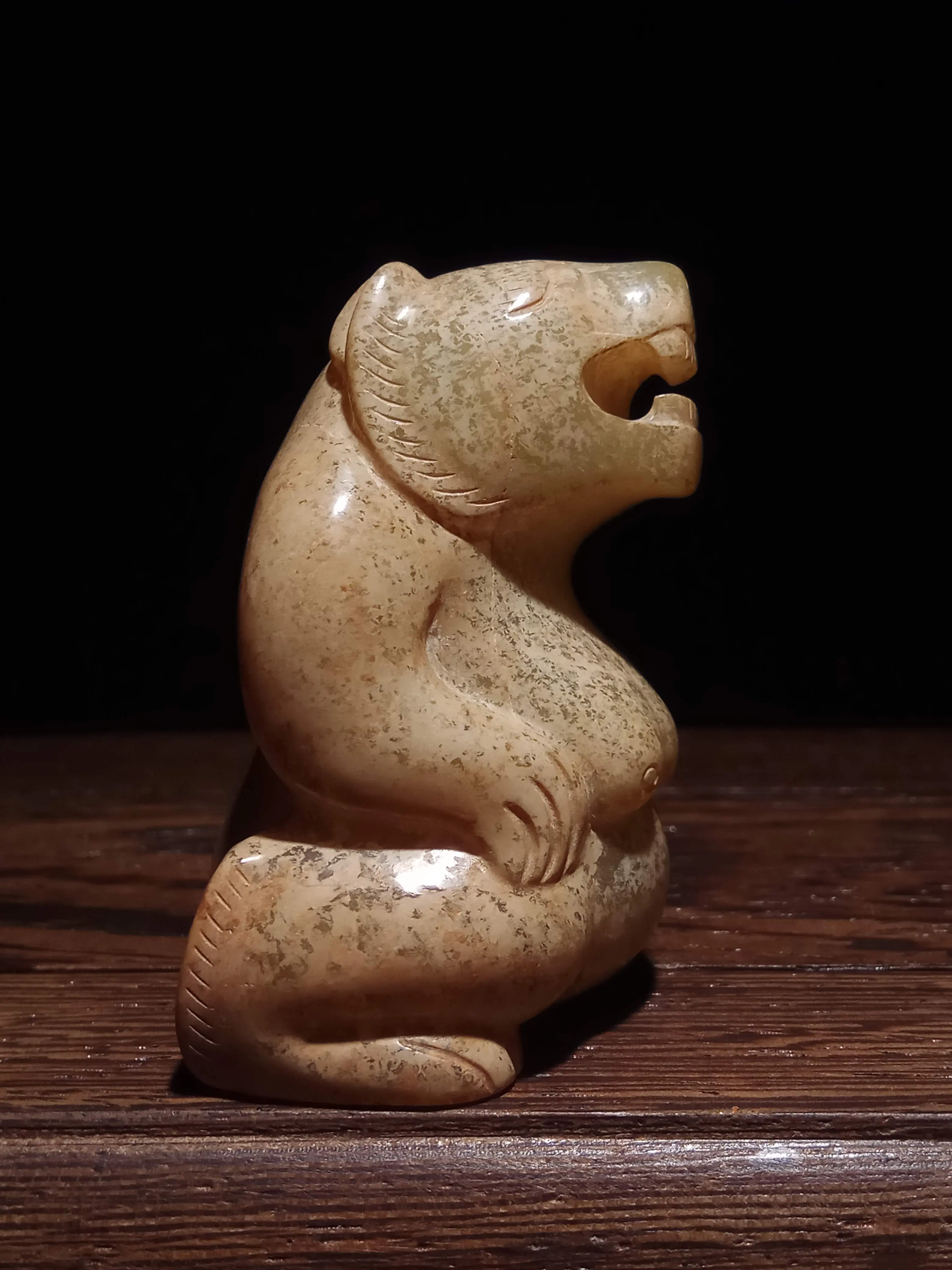 ▽鴻▽漢朝時代 高古玉 和田玉彫 熊把件 時代物 中国古美術 骨董品