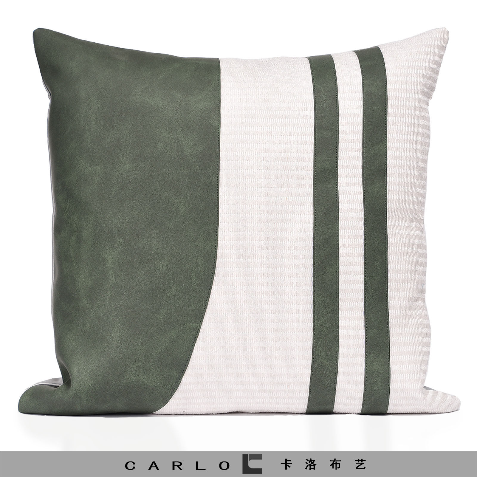 Modern design green crooked patch, pillow
