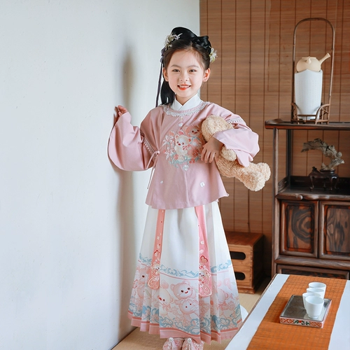 Детское ханьфу, осенний милый комплект для девочек, осеннее, китайский стиль