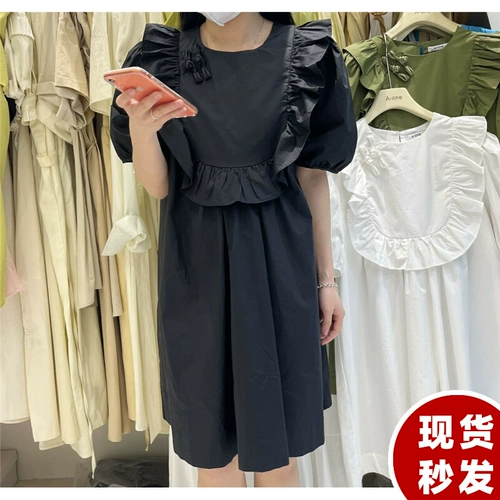 Летнее модное свободное платье, рубашка, юбка, в корейском стиле, рукава фонарики