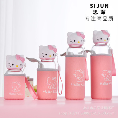 Hello Kitty Glass Cup For Women Water Cup Portable Summer Water Water Bottle милая маленькая интернет -чашка знаменитости