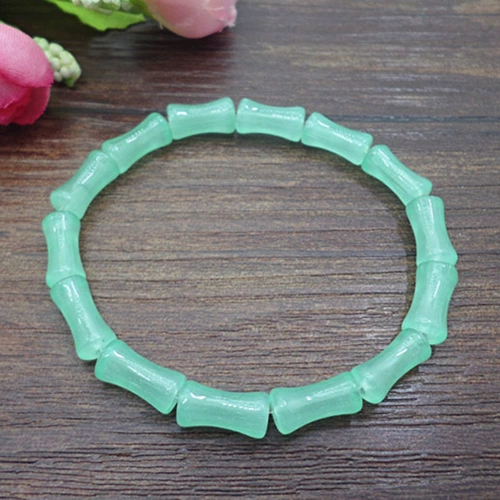 Бамбуковый стеклянный изумрудный браслет, зеленое универсальное ювелирное украшение, аксессуар