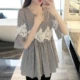 Phụ nữ mùa hè Tất cả phù hợp với áo sơ mi Ruffled Doll rỗng Fluffy Loose Trumpet Sleeve Voan ren T-shirt Phụ nữ hàng đầu - Áo sơ mi chiffon ren