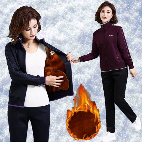 Зимняя флисовая куртка для матери, спортивный костюм для пожилых людей, коллекция 2022, 50 лет, большой размер, для среднего возраста