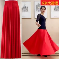 Красная летняя танцующая длинная юбка для танцевального шоу, 6м