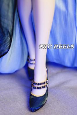 taobao agent {S & C} heels ultra -high heel BJD/DD 3 -point exclusive version of high -heeled shoes double chain ink green gold