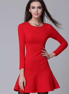 【橘红色连衣裙】_秋冬款连衣裙图片_价格_搭