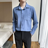 Голубая длинная рубашка Y31