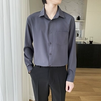 Глубокая серая длинная рубашка Y31