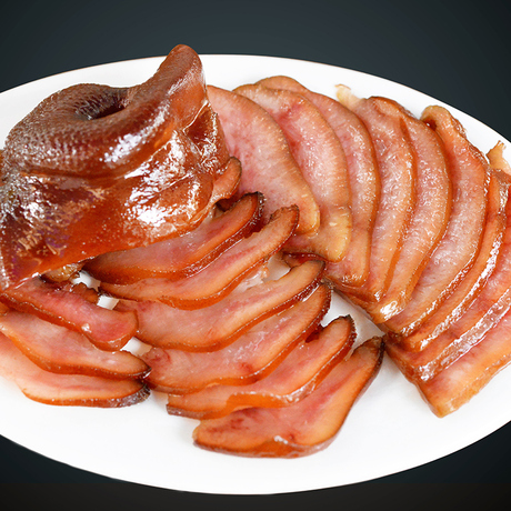 四川特产 农家柴火烟熏腊肉土猪拱嘴巴 精装自制腊猪脸猪嘴 500g