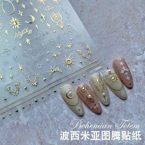 Наклейки для ногтей, накладные ногти, наклейка на солнечной энергии для ногтей, стиль бохо, популярно в интернете