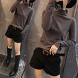 Korean Thin Cashmere Half High Collar Bottoming Shirt Frosted Long Sleeve Women's T-shirt Warm Autumn And Winter Versatile Slim Top