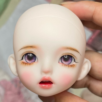 taobao agent Six -point MJD makeup baby head with eye -catching finished hand -painted cute head can look at Barbie with makeup naked baby