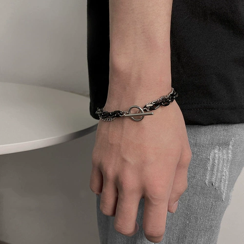Черный универсальный браслет, ювелирное украшение для влюбленных из нержавеющей стали в стиле хип-хоп, аксессуар, коллекция 2023