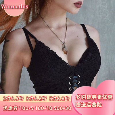 taobao agent Lace tank top, sexy short belt, V-neckline, trend of season