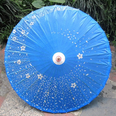 油纸伞 泸州桐香坊油纸伞 古典传统 防雨 舞蹈礼品 蓝色日式花纹