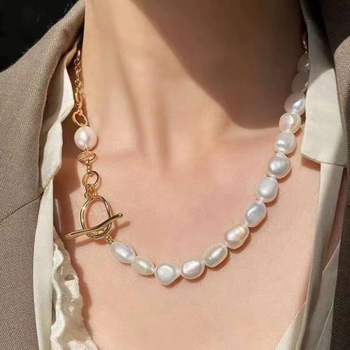 Натуральная качественная цепочка до ключиц, модное ожерелье из жемчуга, европейский стиль