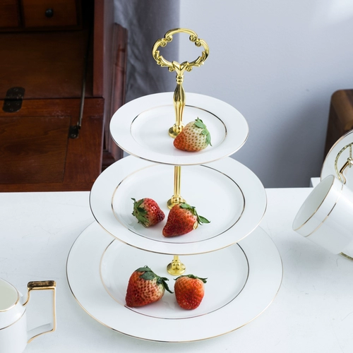 Европейская белая фруктовая тарелка Большая домашняя керамическая гостиная двойная трехслойная трехслойная творческая тенденция