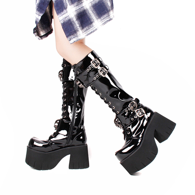 taobao agent High demi-season classic high boots, 2021 collection, punk style, Lolita style