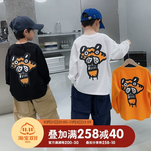 Детский осенний мультяшный лонгслив для мальчиков, детская одежда, в корейском стиле, 2023, в западном стиле