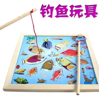 Детские магнитные интеллектуальные рыбки из натурального дерева для рыбалки, головоломка, интеллектуальное развитие, котенок
